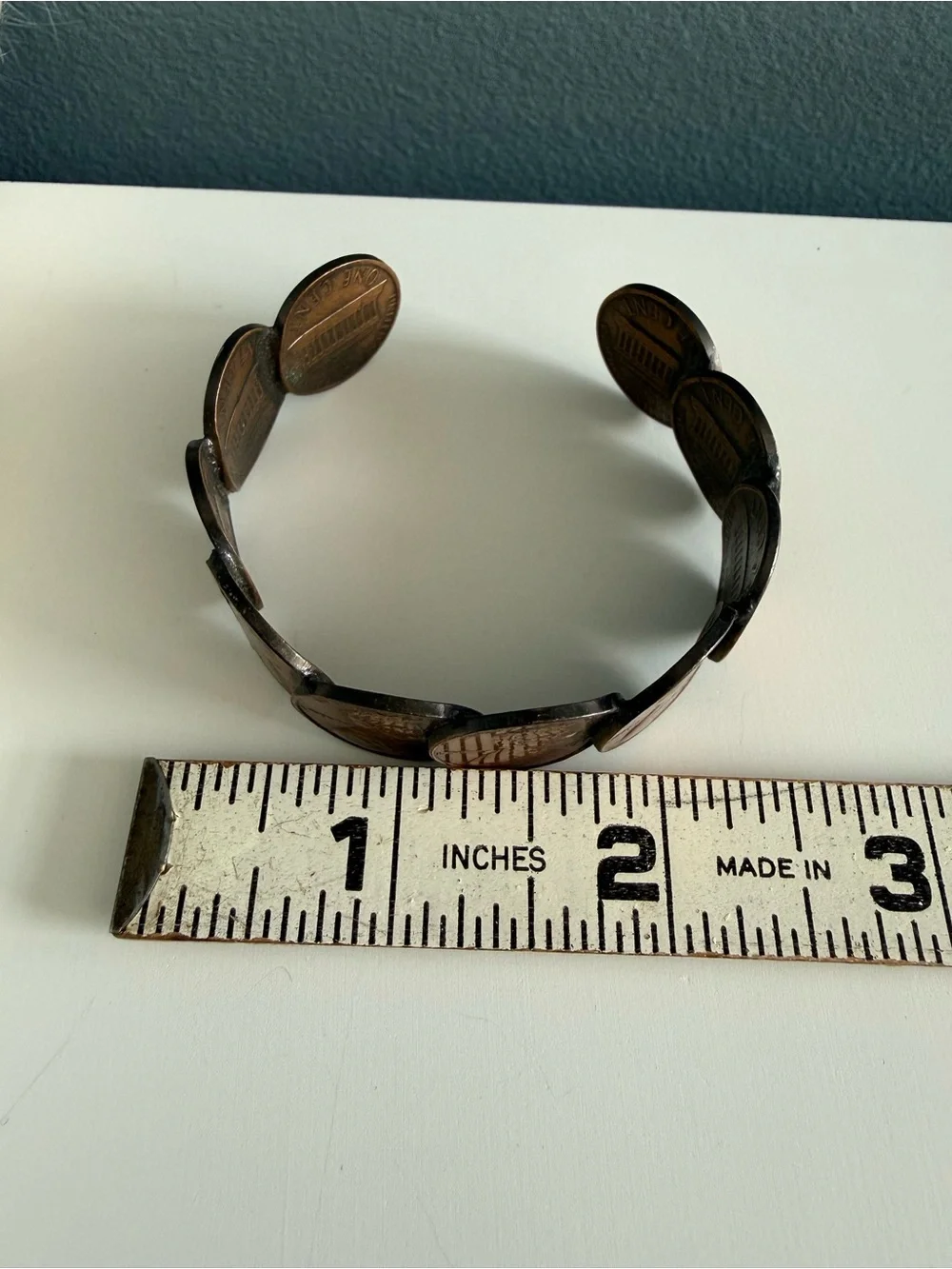 Vintage 1975 Copper Penny Cuff Bracelet